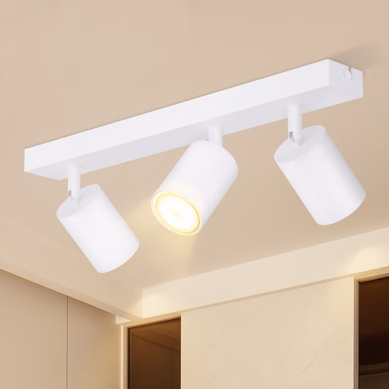 ZMH LED plafoniera bianca faretto da soffitto: GU10 lampada da soffitto faretti 3 fiamme 350° orientabili faretti da soffitto moderna lampada da corridoio senza lampadine