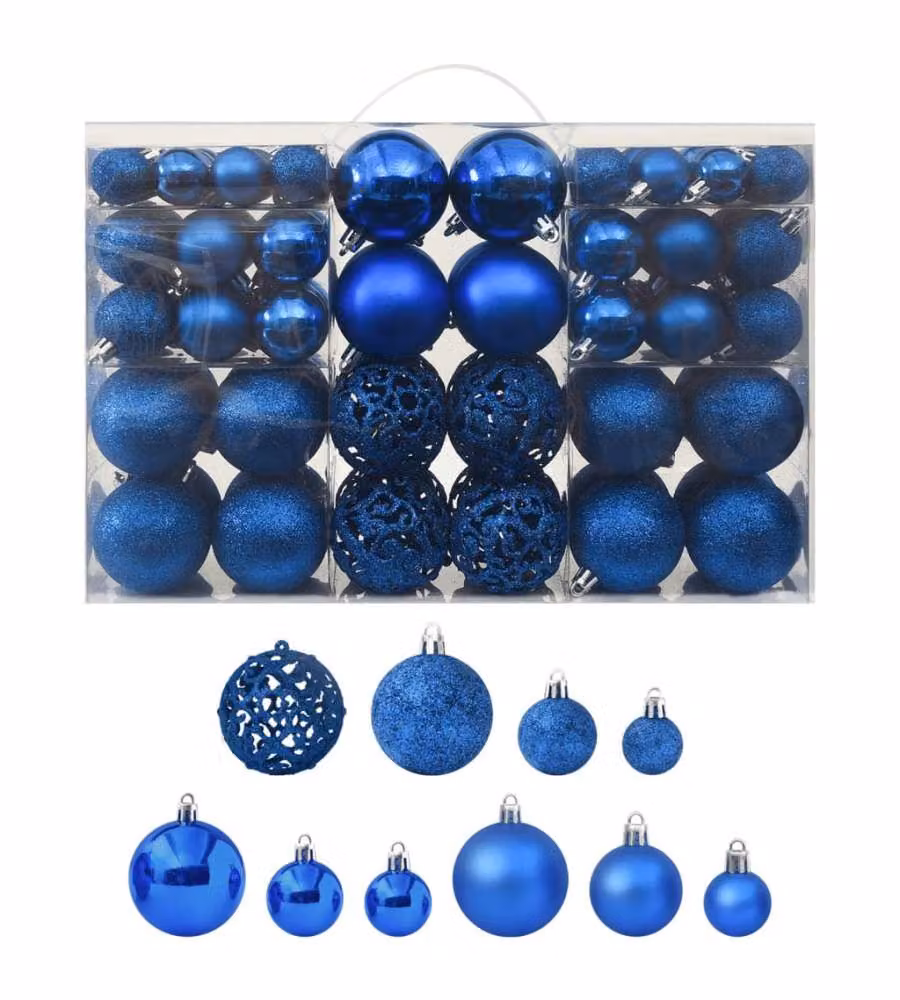 Set di 100 palline di Natale blu vidaXL in plastica per decorazioni sospese