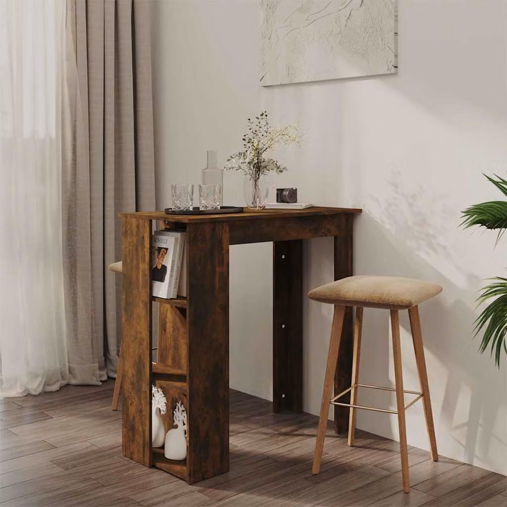 vidaXL Tavolino da Bar Moderno con Ripiani in Rovere Fumo, L: 102 cm, P: 50 cm, H: 103,5 cm