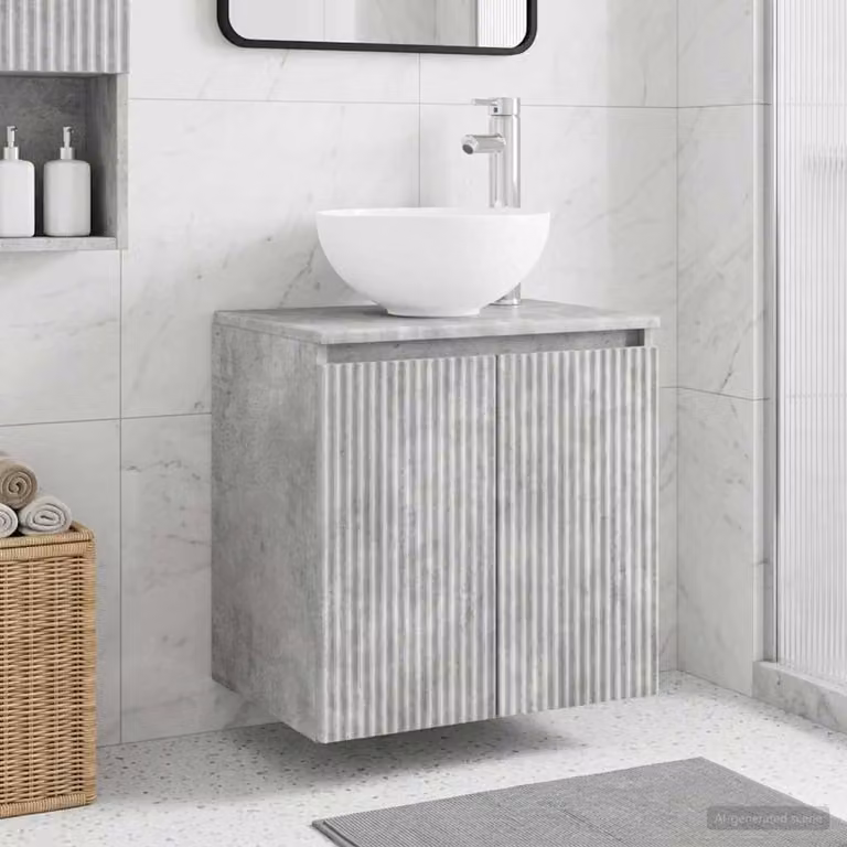 Mobile Lavabo da Parete vidaXL Grigio Cemento, L 49,5 cm x P 41 cm x H 64,5 cm