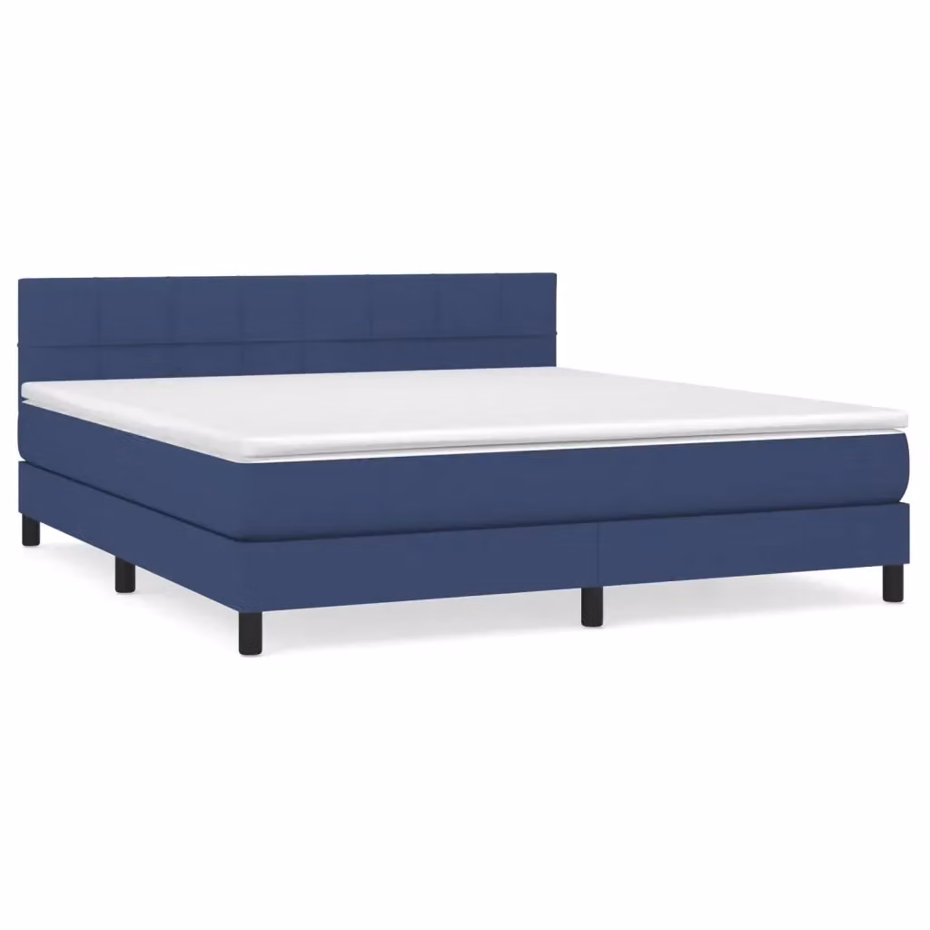 Letto Ibrido con Giroletto a Molle e Materasso vidaXL in Tessuto Blu e Bianco L/P: 180 x 200 cm – 2