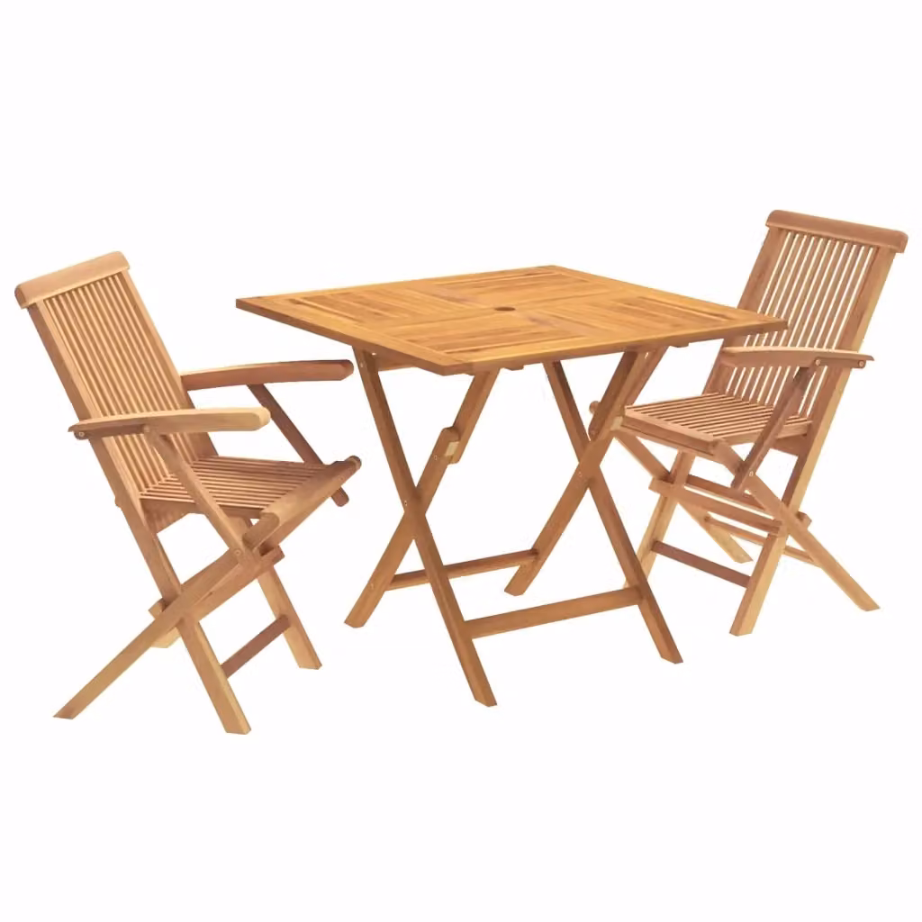 Set Bistro da Giardino Pieghevole 3 Pezzi vidaXL in Legno di Teak Marrone – 2