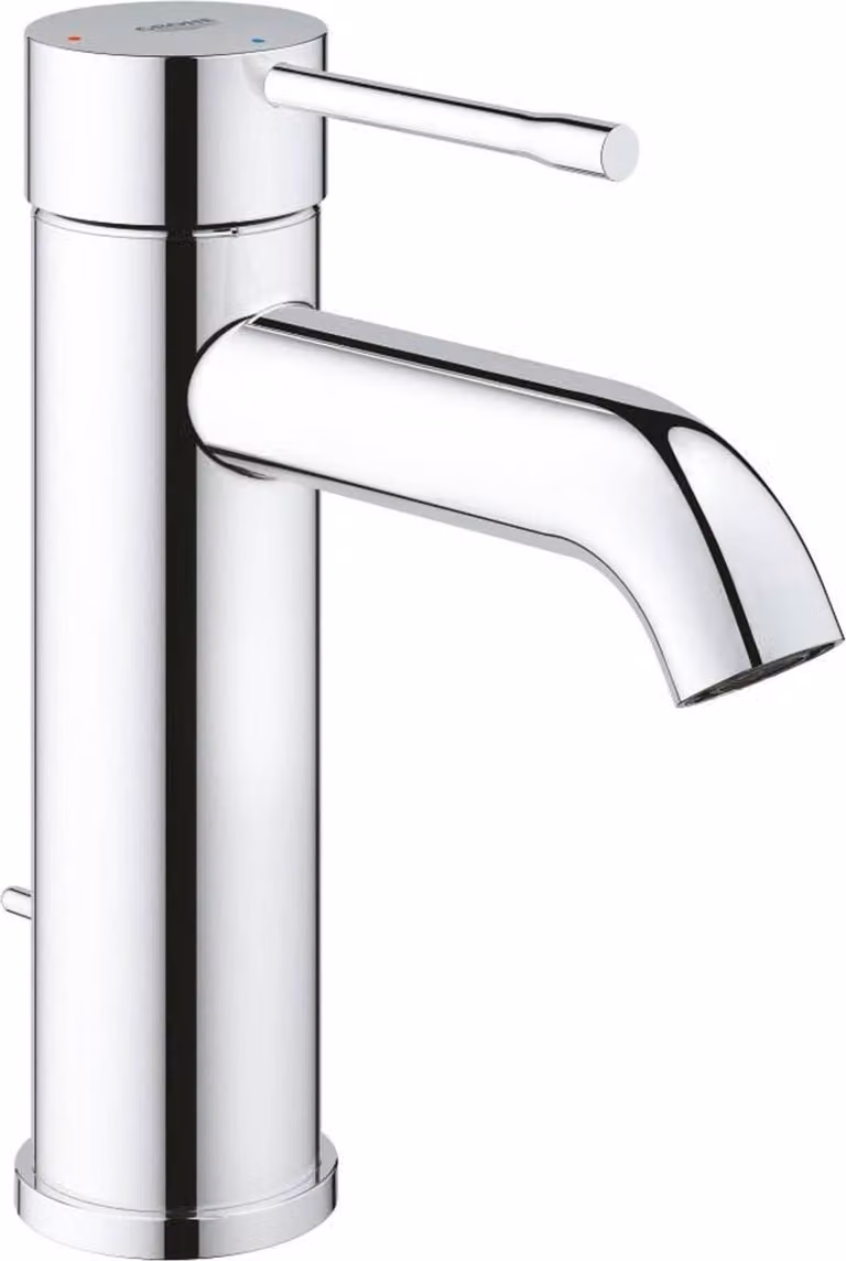 Grohe Essence Mitigeur monocommandé pour lavabo, fonction d'économie d'énergie, S-Size, saillie 116mm, avec vidage à tirette, chrome, 24180001, 24180001