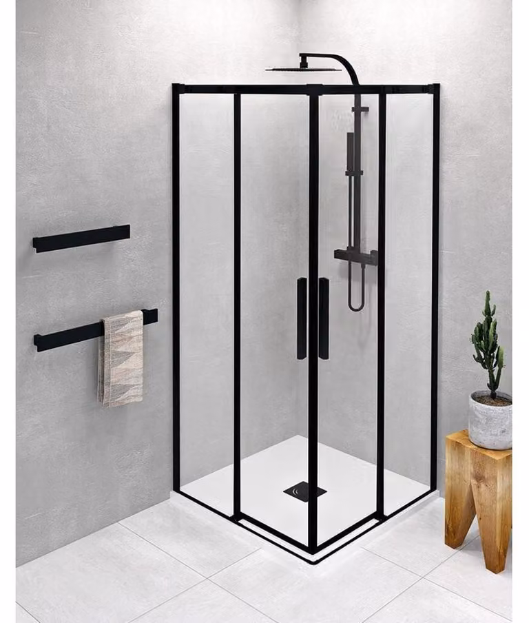ALTIS LINE BLACK Cabina doccia angolare 800x800 mm, ingresso ad angolo, vetro trasparente