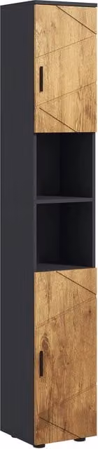 Colonna bagno Minimal con 2 ante in rovere grigio scuro L/P/H: 30 x 30 x 183 cm