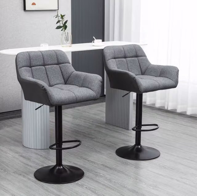 Set di 2 sgabelli da bar regolabili e girevoli grigi 57,5 x 52,5 x 114 cm