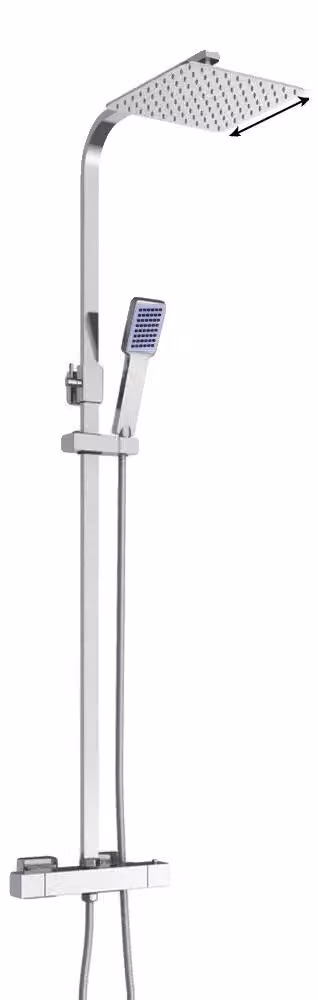 Set doccia, comando termostatico, regolazione in altezza 82-110 cm, diametro del getto superiore 40 cm, funzione doccetta, acciaio inossidabile resistente