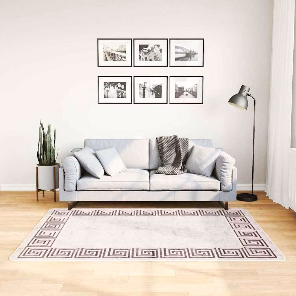 vidaXL Tappeto Lavabile Moderno in Poliestere Beige L: 120 cm, P: 180 cm