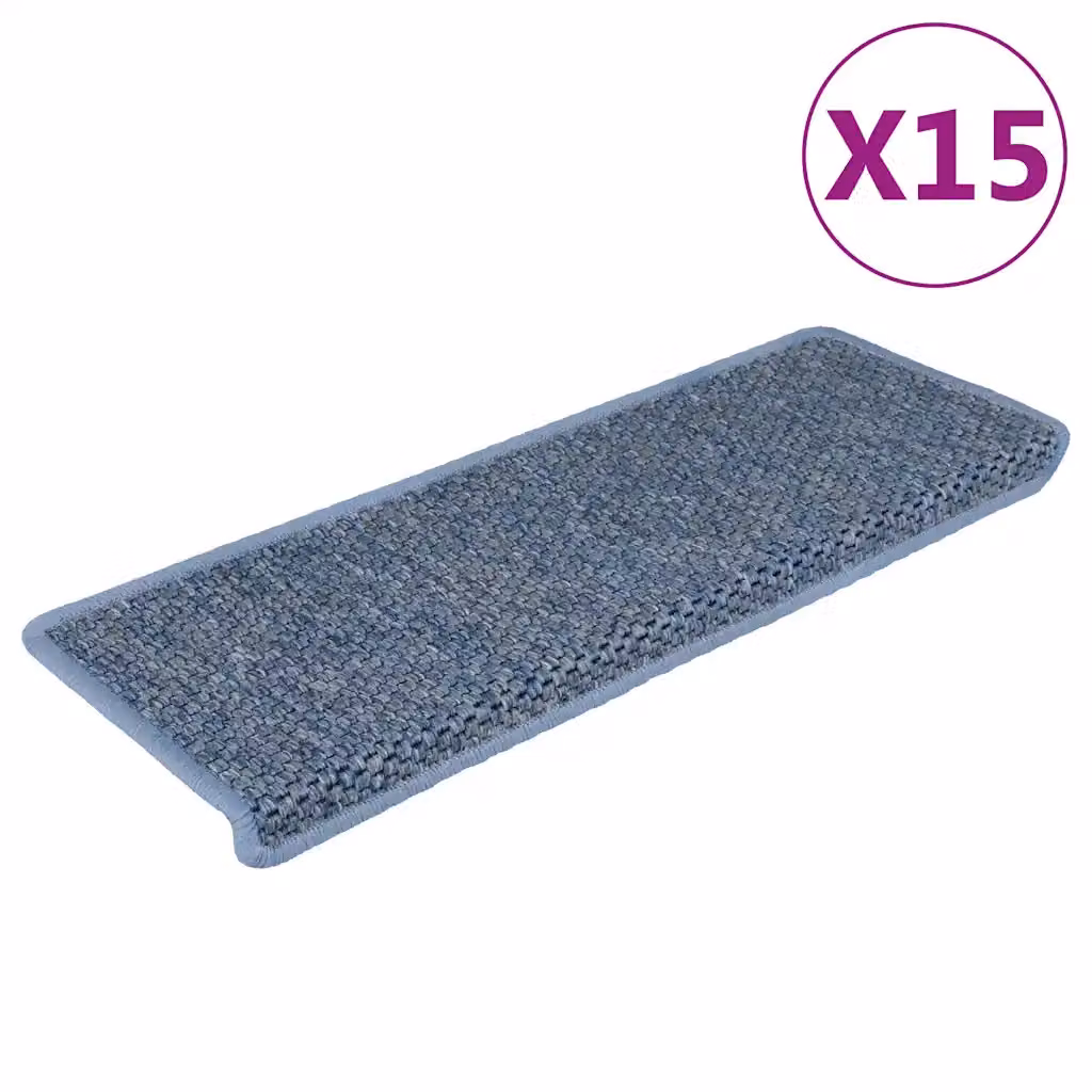 vidaXL Tappeti Autoadesivi Scale Aspetto Sisal 15 pz 65x21x4 cm Blu