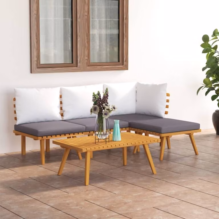 Maison Exclusive - Set da giardino 5 pezzi con cuscini in legno massello di acacia