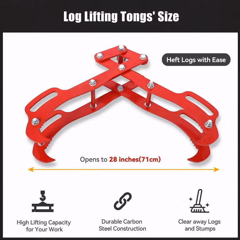 Pinza per tronchi in legno - Pinza a quattro ganasce per il sollevamento, 71 cm - Acciaio legato ad alta resistenza - Rotazione a 360° - Adatta per trattori, ATV, macchine forestali e carrelli elevatori