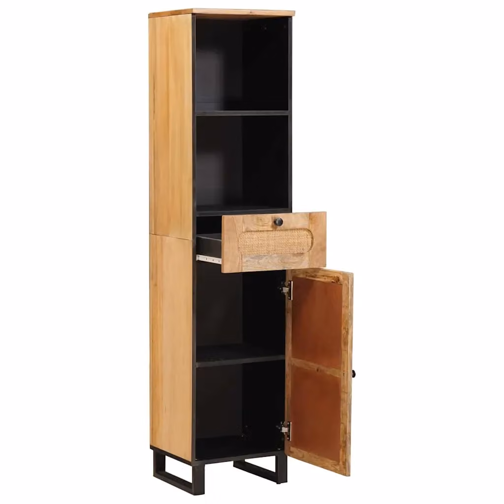 Mobile da bagno moderno vidaXL in legno di mango marrone con ripiani interni e ante a cerniera L/P/H: 38 x 33 x 160 cm – 2