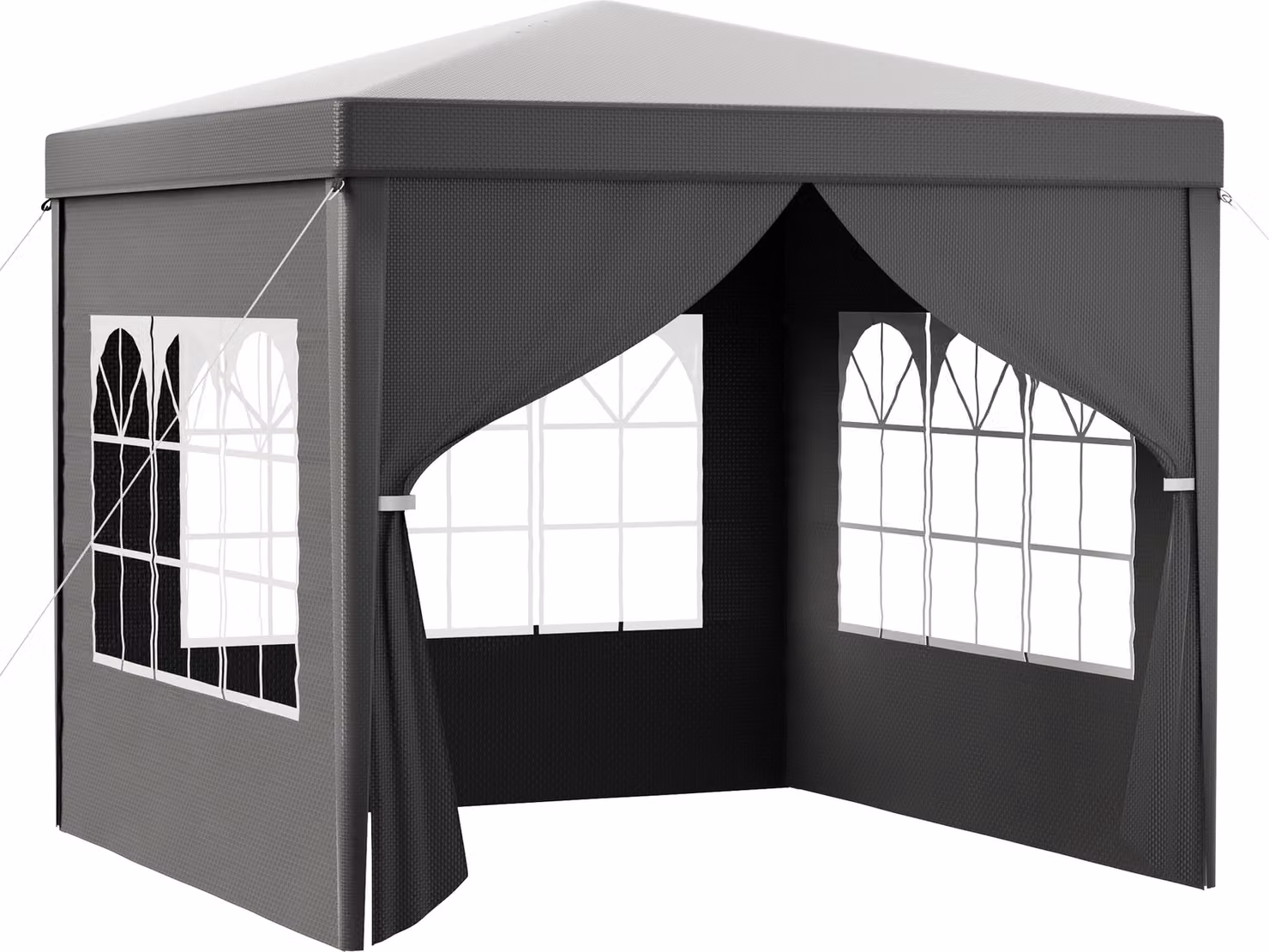 Gazebo Toboli 3 x 3 m in grigio con protezione UV 50+, gazebo da giardino con lati rimovibili, gazebo per feste con finestre, ad esempio per terrazze e festival