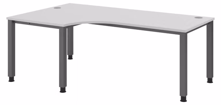 Scrivania bümö Serie Q - Struttura: grafite, finitura: grigio, dimensioni: scrivania angolare 200 x 120 cm