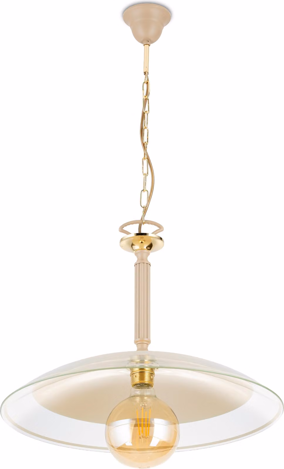 Howhomely | Lampada a sospensione - Luna - Beige - 47 Cm - Design elegante - Con accenti d'oro e vetro