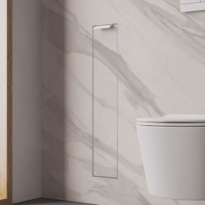 Modulo WC a incasso Kronenbach, design cubico, dimensioni 15,4 x 80,3 cm, apertura porta a sinistra