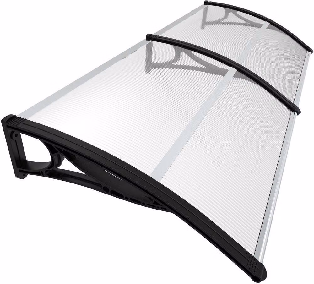 VOUNOT® Pensilina per porta d'ingresso, 200 x 80 cm Pensilina trasparente ad arco, nera
