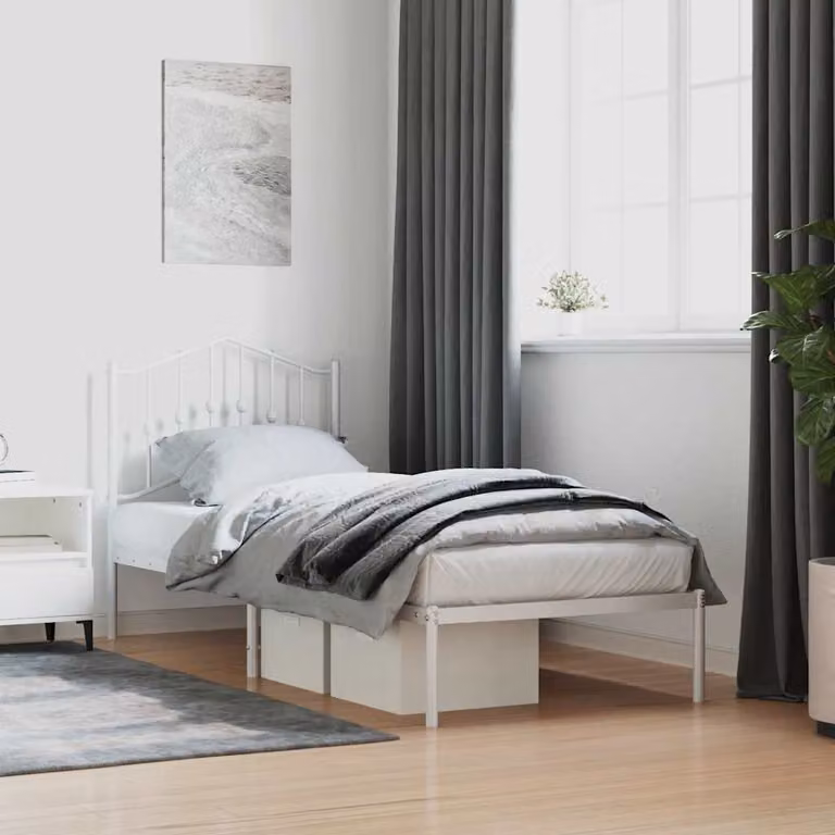 vidaXL Giroletto con Testiera in Metallo Bianco L 80 cm x P 200 cm