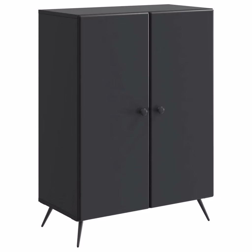 Credenza moderna in legno MDF nero per soggiorno e sala da pranzo L 66 cm x P 34,5 cm x H 90 cm – 2