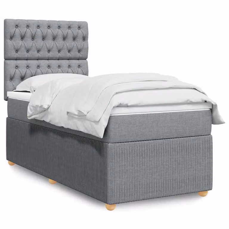 vidaXL Letto Ibrido con Giroletto a Molle e Materasso in Tessuto Grigio e Bianco L/P/H: 190 x 90 x 150,5 cm