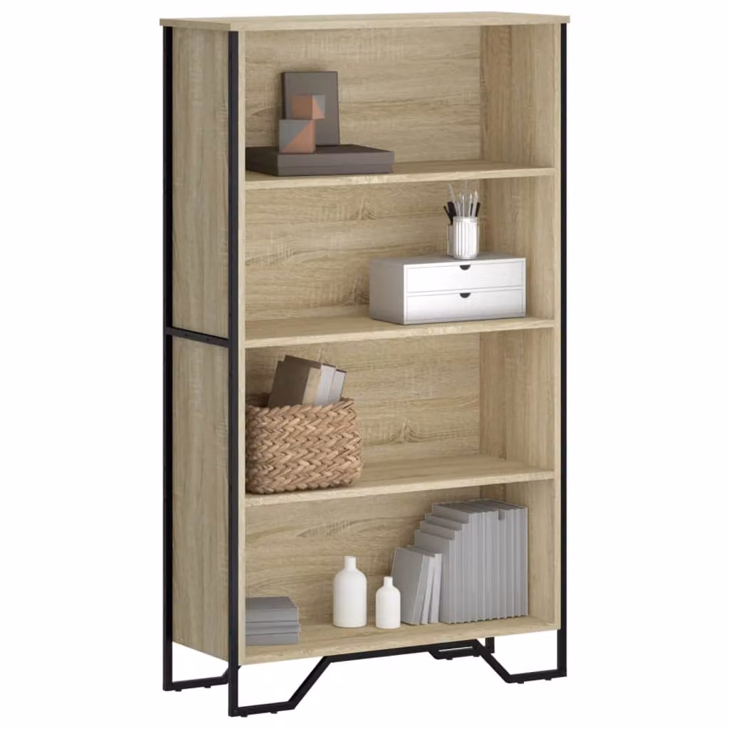 Libreria moderna vidaXL in legno e metallo, colore marrone, L 80 cm x P 31 cm x H 137,5 cm