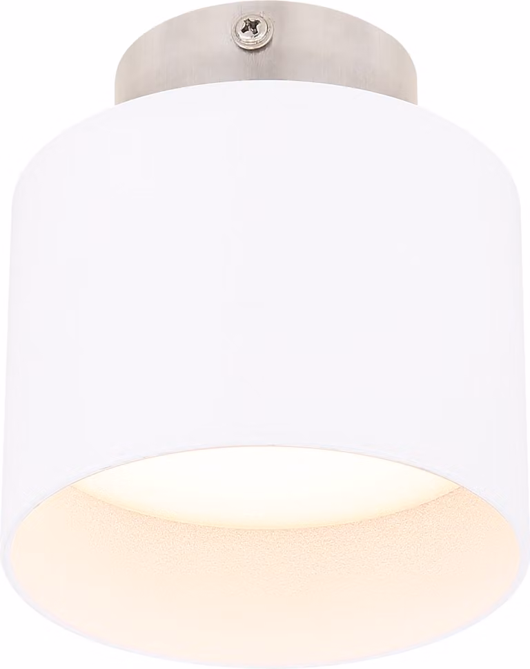 Lampada da soffitto Globo, alluminio bianco, plastica satinata, con diverse intensità regolabili tramite interruttore a parete, illuminazione di sfondo, direzione della luce: verso l'alto e verso il basso, diametro: 140 mm, altezza: 105 mm, include LED 16