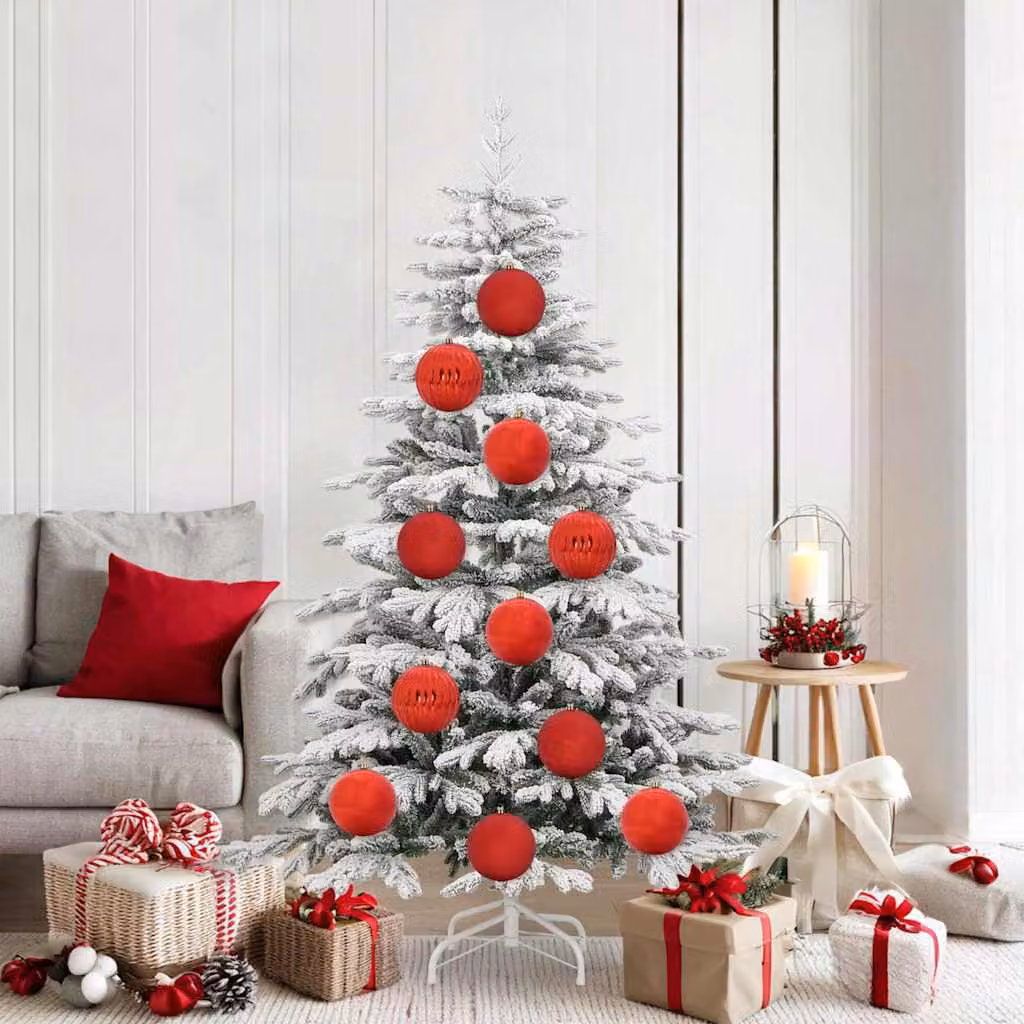 Set di 9 palline di Natale rotonde vidaXL in plastica rossa, diametro: 15 cm
