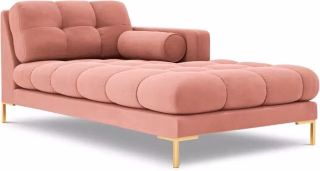 Chaise longue destra Bali di Cosmopolitan Design in velluto rosa con struttura in metallo L/P/H: 164 x 102 x 75 cm – 1
