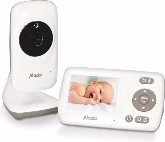 Babysitter Audio Video con Videocamera Girevole, Visione Notturna, Talk-Back e Modalità VOX, Colore Bianco