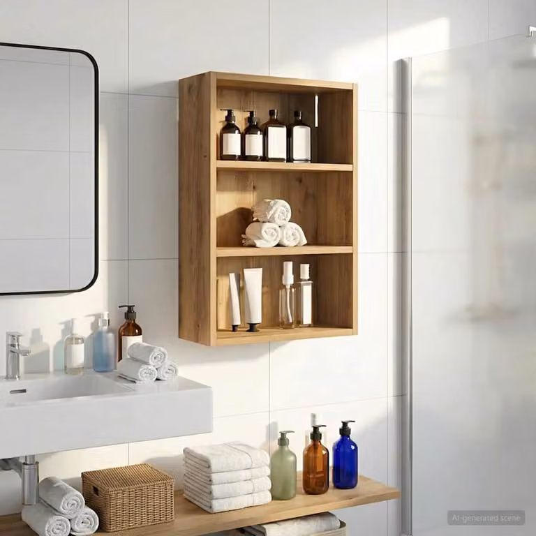 Armadio da bagno a muro vidaXL in rovere marrone con ripiani interni L/P/H: 40 x 16 x 62,5 cm