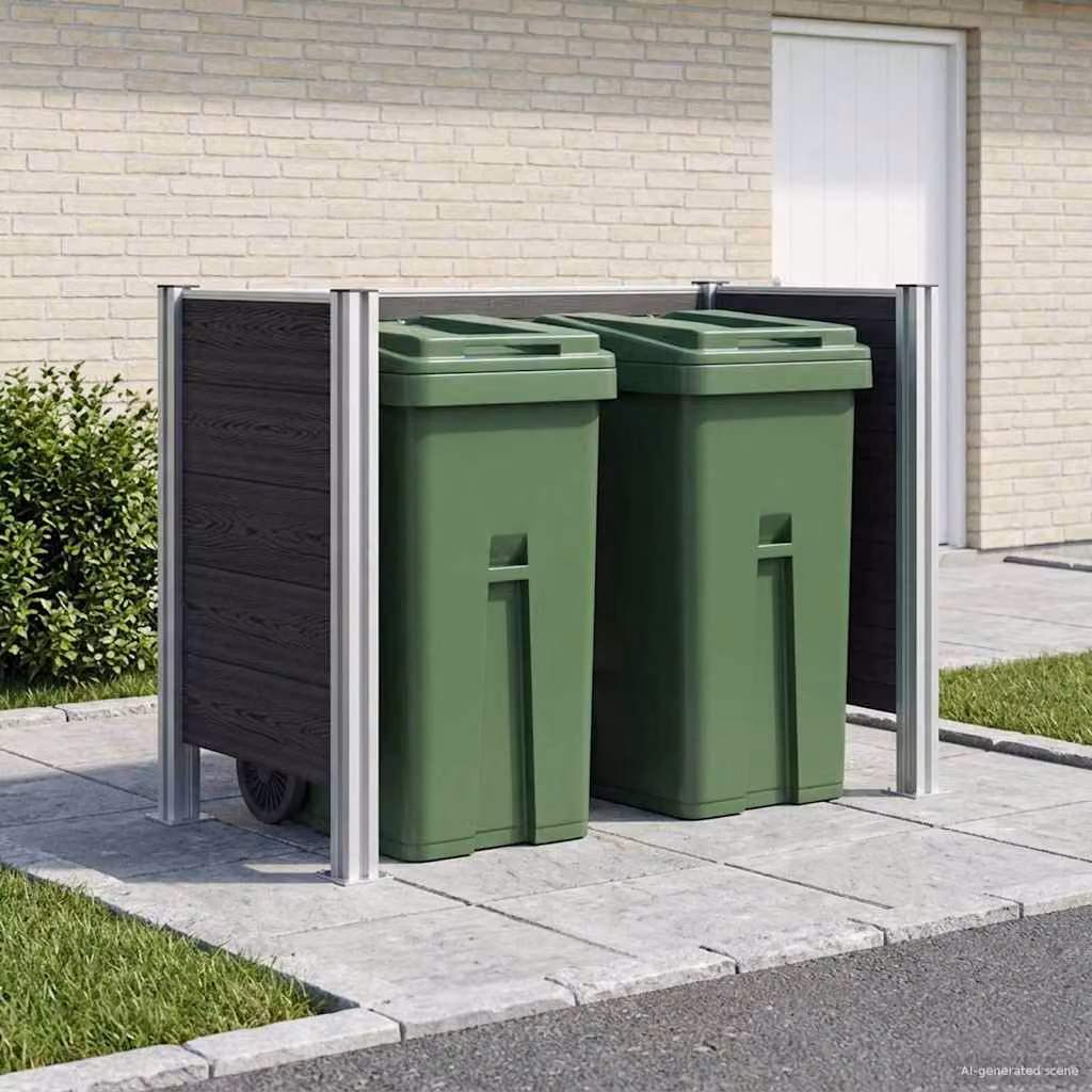 Recinzione contenitore per rifiuti vidaXL in grigio, L 161 cm x P 85 cm x H 115 cm