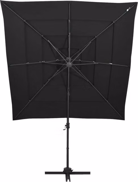 Ombrellone a sbalzo DESIGN IN con 4 livelli di inclinazione, palo in alluminio e copertura in poliestere, Nero, 250 x 250 cm