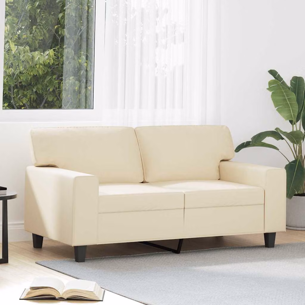 Divano a 2 posti moderno vidaXL in similpelle beige con struttura in metallo L: 154 cm, P: 77 cm, H: 80 cm