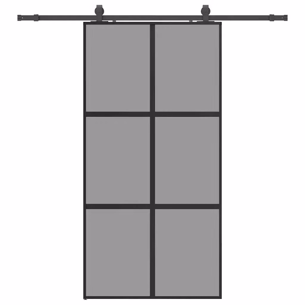 Porta Scorrevole Moderna VIDAXL in Vetro Temperato Trasparente e Alluminio con Ferramenta Nera L: 102,5 cm, H: 205 cm – 2
