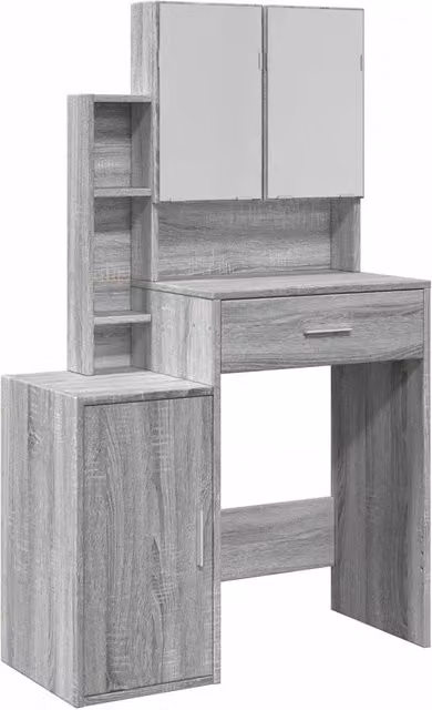 Toeletta moderna con armadietto e tavolo da trucco in legno grigio Sonoma L/P/H: 80 x 35 x 132 cm
