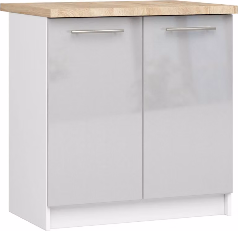 Akord Mobile Da Cucina Oliwia 2 Ante Con Piano Metallico Bianco Lucido 80X46X85 Cm