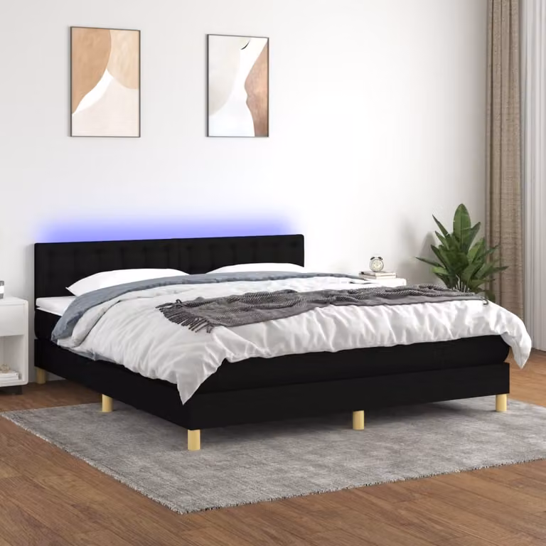 Maison Exclusive - Letto a Molle con Materasso e LED Nero 180x200cm in Tessuto