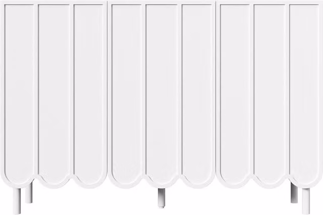 Credenza moderna GL Store con ante ondulate per soggiorno, corridoio e sala da pranzo, Bianco, L 120 cm x P 35 cm x H 80 cm