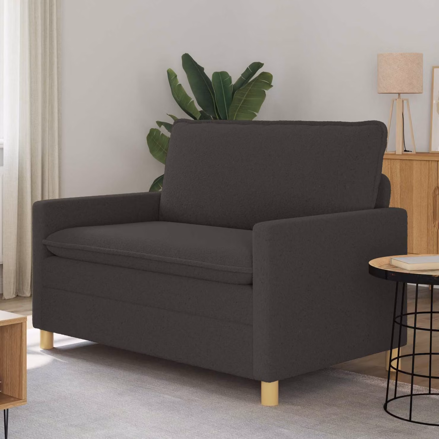 Divano moderno vidaXL in tessuto grigio con struttura in metallo L: 126 cm, P: 81 cm, H: 87,5 cm