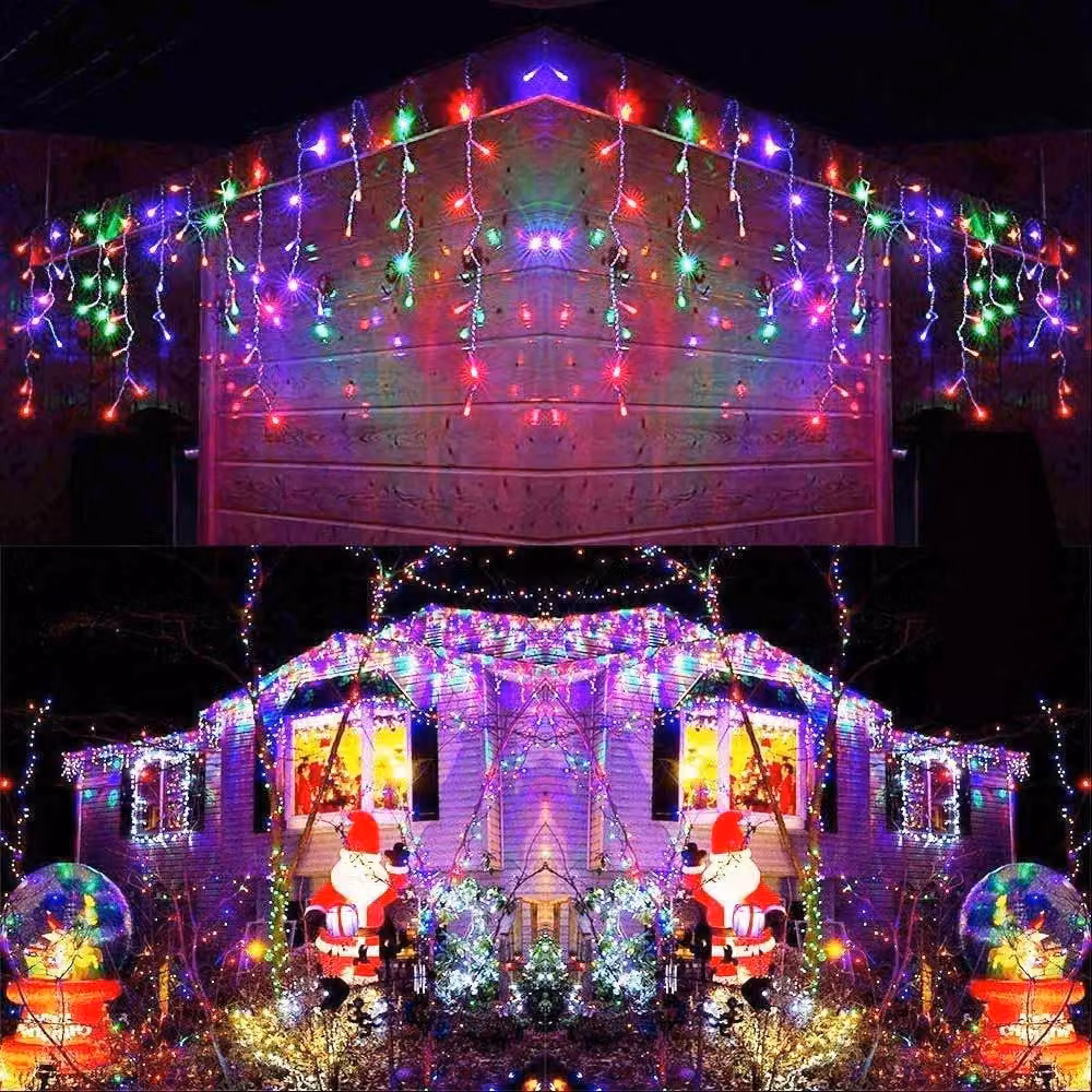 Catena luminosa a forma di fiocchi di neve, 240 LED, 5 metri, 8 modalità, timer, grado di protezione IP44