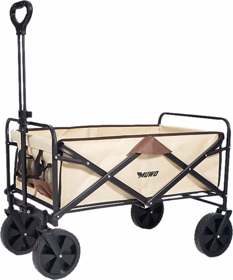 Carrello pieghevole MUWO, capacità 100 L, manico regolabile in continuo, ruote girevoli a 360°, pieghevole in modo compatto - ideale per le gite, marrone/beige |MW-348