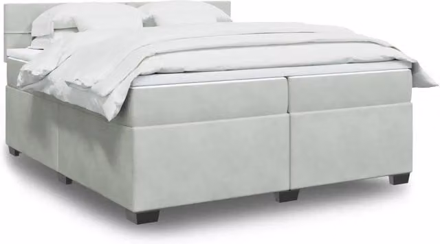 Letto contenitore con base a sollevamento vidaXL in velluto grigio e bianco con materasso a molle insacchettate L/P: 200 x 200 cm
