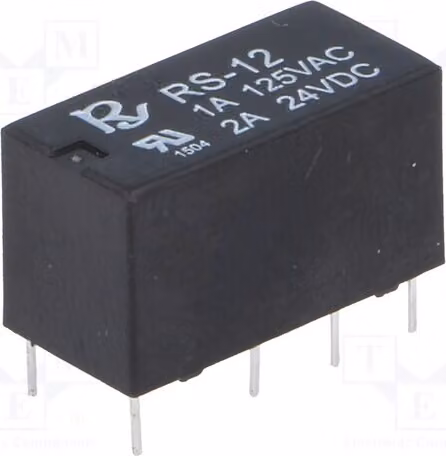 1 relè: elettromagnetico, 1A/120VAC. Bobina: 12VDC. Mini relè RS-12 elettromagnetico