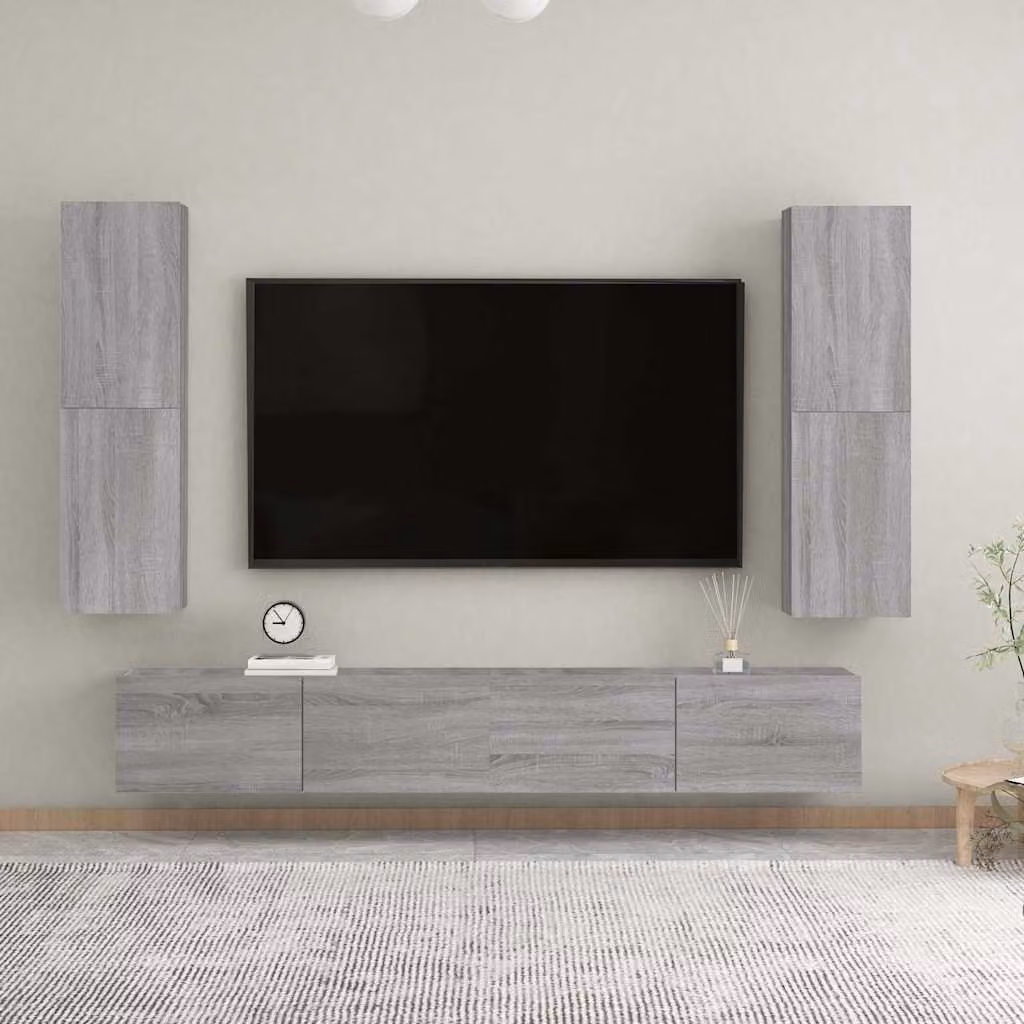 vidaXL Mobile Porta TV a Parete Grigio, L 30,5 cm x P 30 cm x H 110 cm