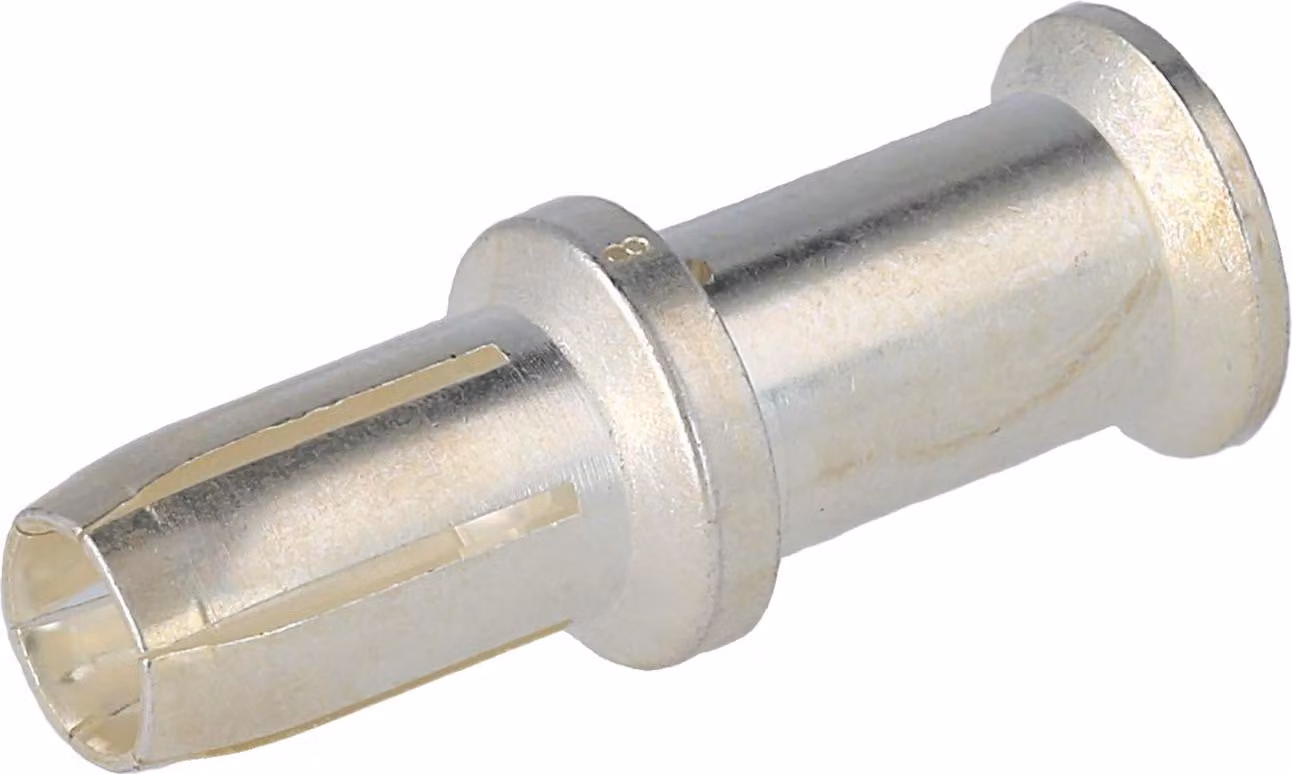 Connettore a crimpare HARTING 70A, connettore femmina (F), sezione 16mm², AWG6, colore argento, 1 pezzo. Materiale: lega di rame. Quantità: 1 pezzo