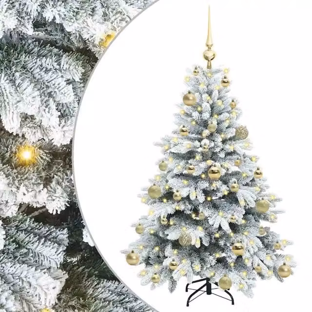 Albero di Natale artificiale bianco vidaXL con 150 LED luce bianca calda, Altezza: 120 cm, materiale PE e PVC – 1