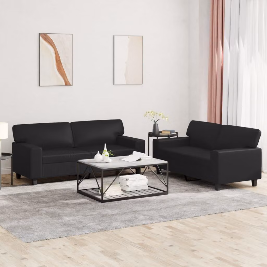 Maison Exclusive - Set divano 2 pezzi in ecopelle nera