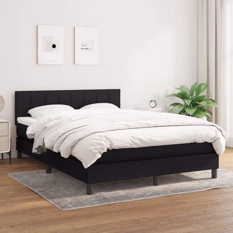 Maison Exclusive - Giroletto a Molle con Materasso Nero 140x190 cm in Tessuto