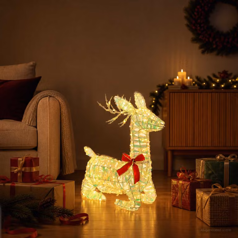 vidaXL Renna di Natale 3D LOVIISA 140 LED Bianco caldo 55 x 22 x 63 cm