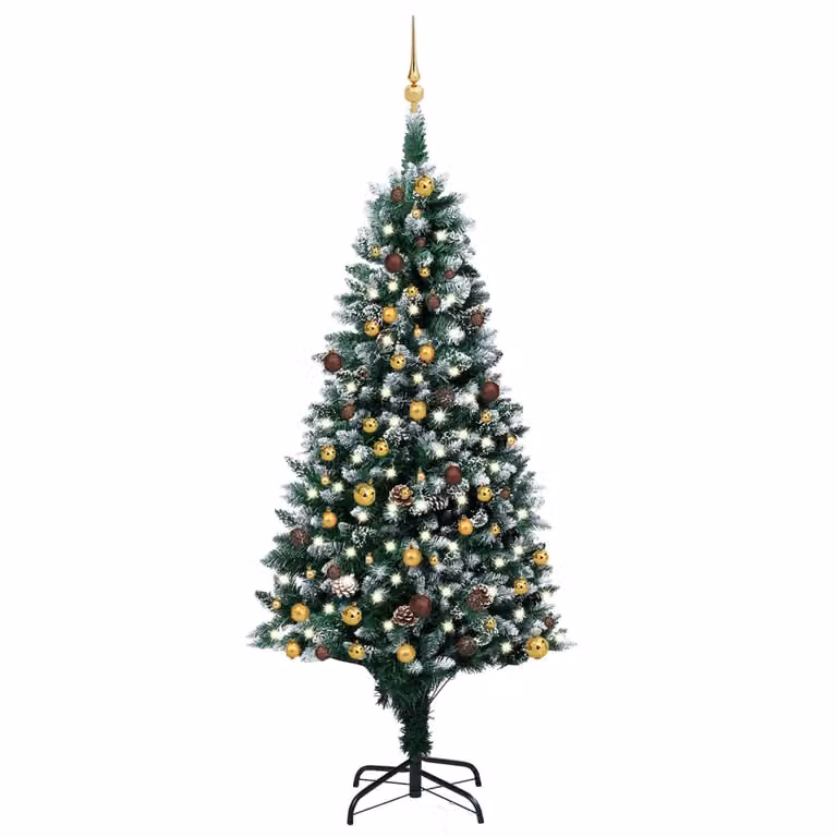 Maison Exclusive - Albero di Natale artificiale con luci LED, palline e pigne, 210 cm